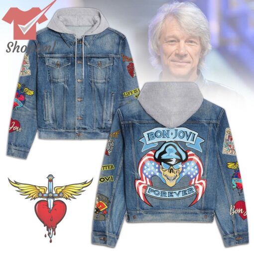 Bon Jovi Forever Albums Hooded Denim Jacket