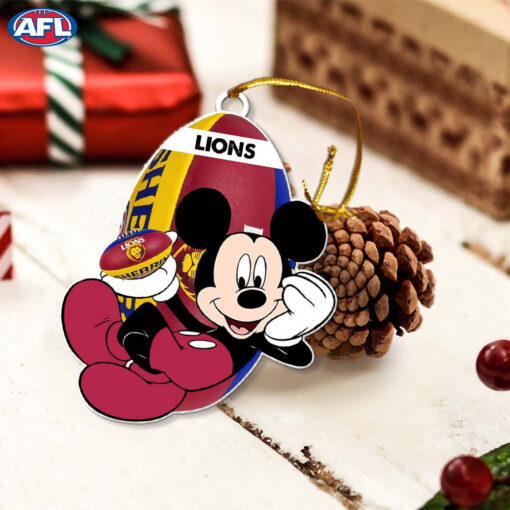 Brisbane Lions AFL Mickey Mouse Christmas Ornament