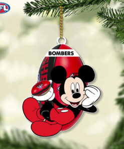 Essendon Football Club Bombers AFL Mickey Mouse Christmas Ornament