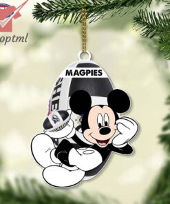 Collingwood Football Club Magpies AFL Mickey Mouse Christmas Ornament