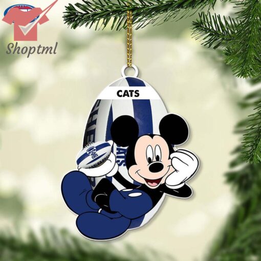 Geelong Cats AFL Mickey Mouse Christmas Ornament