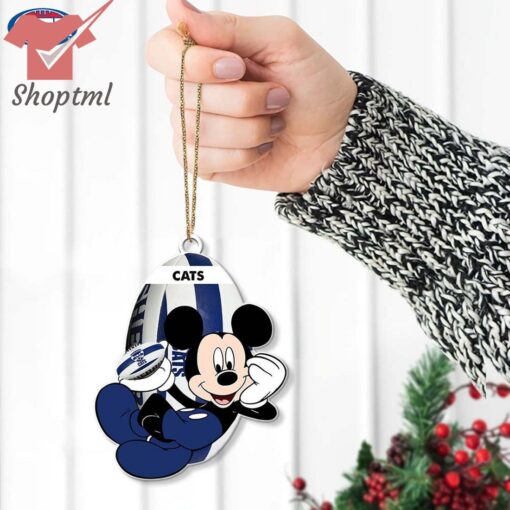 Geelong Cats AFL Mickey Mouse Christmas Ornament