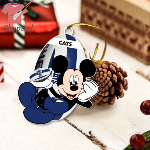 Geelong Cats AFL Mickey Mouse Christmas Ornament