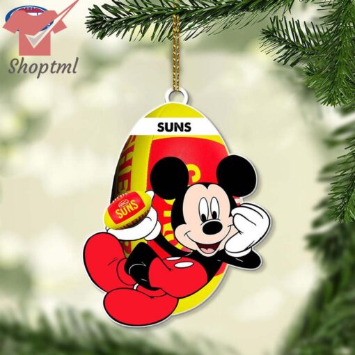 Gold Coast Suns AFL Mickey Mouse Christmas Ornament