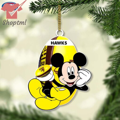 Hawthorn Football Club Hawks AFL Mickey Mouse Christmas Ornament