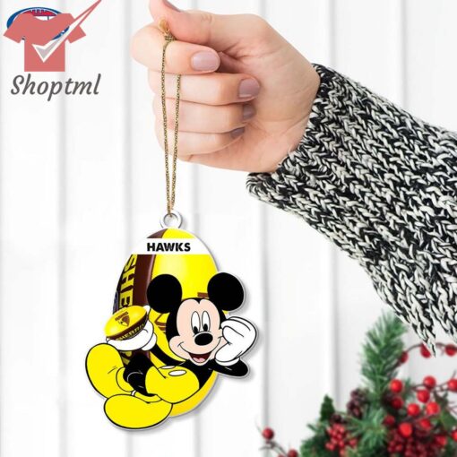 Hawthorn Football Club Hawks AFL Mickey Mouse Christmas Ornament