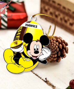 hawthorn football club hawks afl mickey mouse christmas ornament 3 x63Zf