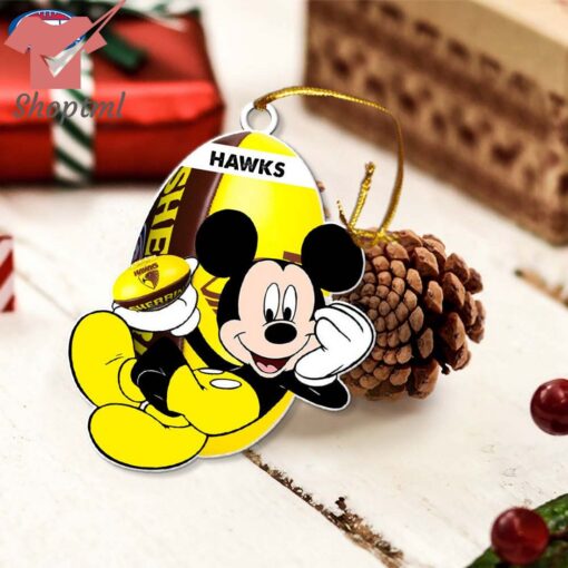 Hawthorn Football Club Hawks AFL Mickey Mouse Christmas Ornament