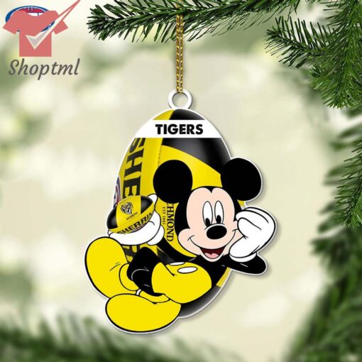 Richmond Football Club Tiger AFL Mickey Mouse Christmas Ornament