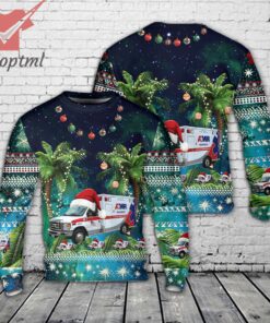 AMR Riverside County Paramedic Ambulance Christmas Ugly Sweater