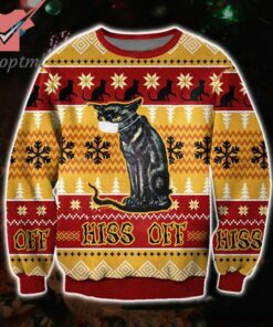 Black Cat Hiss Off Ugly Christmas Sweater