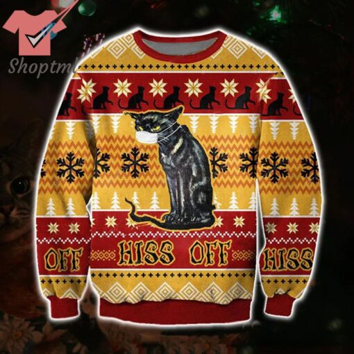 Black Cat Hiss Off Ugly Christmas Sweater