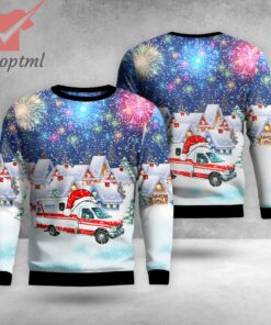 Morehead City North Carolina MOREHEAD CITY Fire & EMS Ambulance Christmas Ugly Sweater