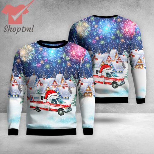 Morehead City North Carolina MOREHEAD CITY Fire & EMS Ambulance Christmas Ugly Sweater