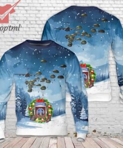 US Army Paratroopers With The 82nd Airborne Division Parachute Christmas Ugly Sweater