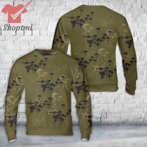 US Army Paratroopers With The 82nd Airborne Division Parachute Silhouettes Christmas Ugly Sweater