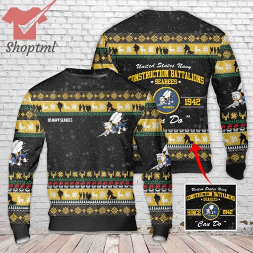 US Navy SEABEES Naval Construction Force Christmas Ugly Sweater