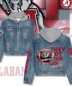 Alabama Crimson Tide They Not Like Us Roll Tide Hooded Denim Jacket