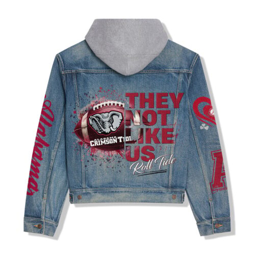 Alabama Crimson Tide They Not Like Us Roll Tide Hooded Denim Jacket