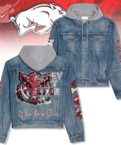 Arkansas Razorbacks They Not Like Us Hooded Denim Jacket