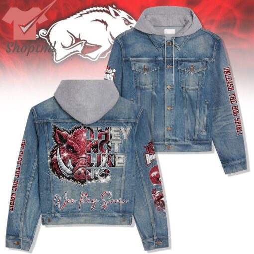 Arkansas Razorbacks They Not Like Us Hooded Denim Jacket