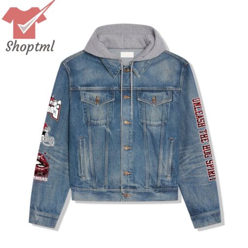 Arkansas Razorbacks They Not Like Us Hooded Denim Jacket