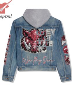 arkansas razorbacks they not like us hooded denim jacket 3 x1BWf