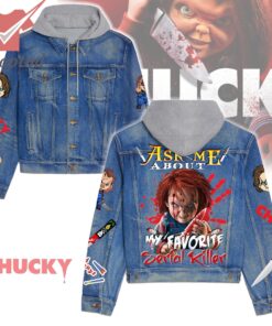 Chucky Ask Me About My Favorite Serial Killer Hooded Denim Jacket