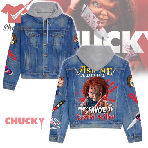 Chucky Ask Me About My Favorite Serial Killer Hooded Denim Jacket