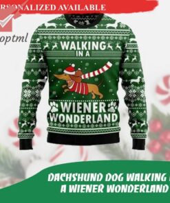 Dachshund Dog Walking In A Wiener Wonderland Ugly Christmas Sweater