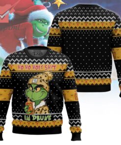 Grinch Drinks Fireball Ugly Christmas Sweater