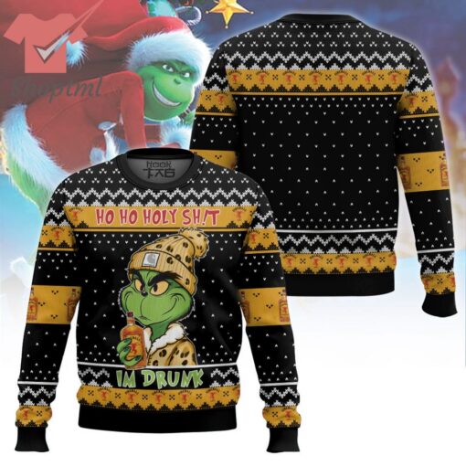 Grinch Drinks Fireball Ugly Christmas Sweater