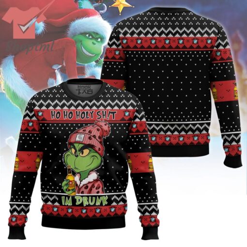 Grinch Drinks Malort Ugly Christmas Sweater