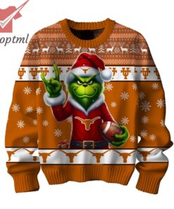 Grinch x Texas Longhorns Hook’ Em Longhorns Ugly Christmas Sweater