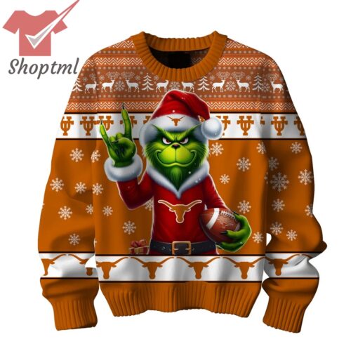 Grinch x Texas Longhorns Hook’ Em Longhorns Ugly Christmas Sweater