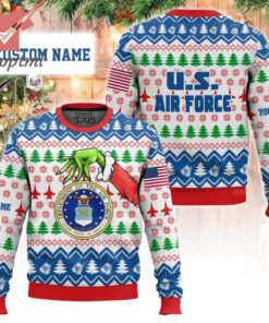 Grinch x US Air Force Custom Name Ugly Christmas Sweater