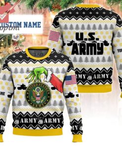 Grinch x US Army Custom Name Ugly Christmas Sweater