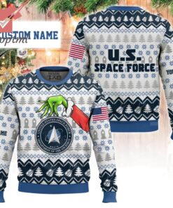 Grinch x US Space Force Custom Name Ugly Christmas Sweater