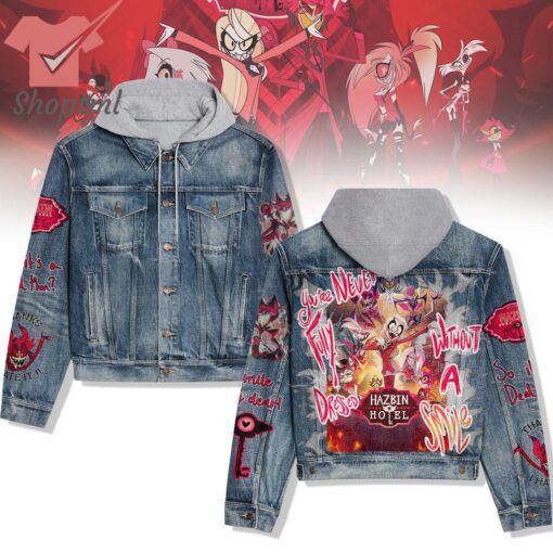 Hazbin Hotel You’re Never Fully Dressed Without A Smile Hooded Denim Jacket