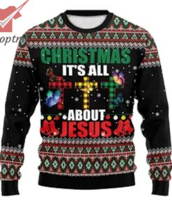 It’s All About Jesus Butterfly Plaid Cross Ugly Christmas Sweater