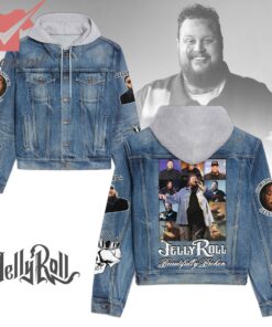 Jelly Roll Beautiful Broken Hooded Denim Jacket