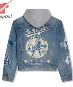 los angeles dodgers bleed blue dream blue hooded denim jacket 3 XxmeB