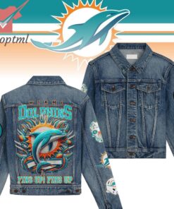 Miami Dolphins Fins Up Hooded Denim Jacket