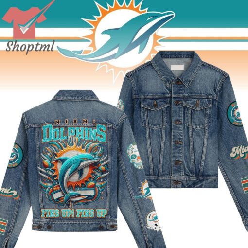 Miami Dolphins Fins Up Hooded Denim Jacket