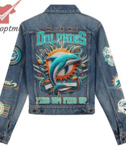 miami dolphins fins up hooded denim jacket 3 lI6IH