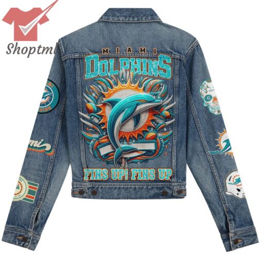 Miami Dolphins Fins Up Hooded Denim Jacket