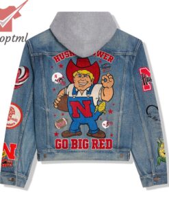 nebraska cornhuskers go big red hooded denim jacket 3 m7Gsb