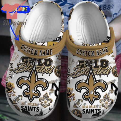 New Orleans Saints gold blooded custom name crocs clogs