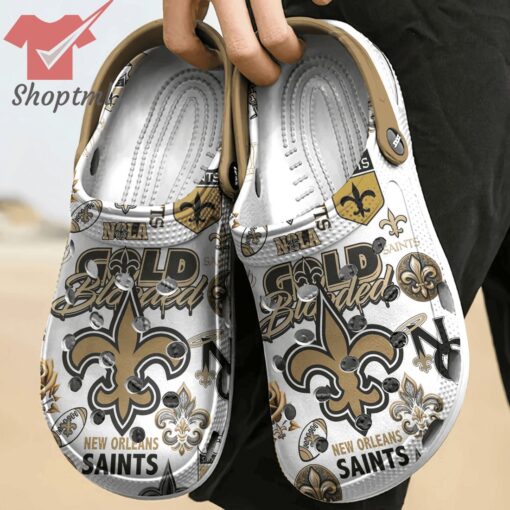 New Orleans Saints gold blooded custom name crocs clogs