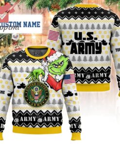 Personalized Grinch x US Army Ugly Christmas Sweater